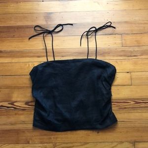 H&M linen cropped strappy top size medium